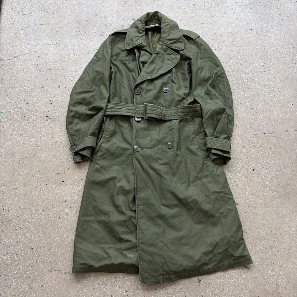 Vintage 80s US Army Green Military OG-107 Heavy Overcoat